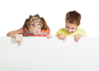 kız ve erkek ile beyaz boşluk