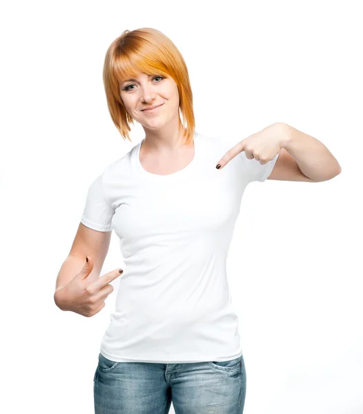 Girl in white t-shirt — Stock Photo, Image