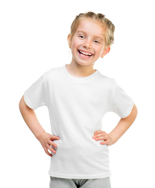 Kleines Mädchen im weißen T-Shirt — Stockfoto