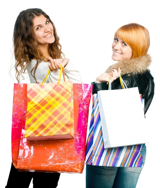 Chicas con bolsas de compras — Foto de Stock