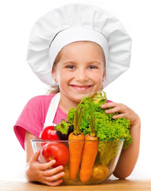 güzel küçük bir kız ile sebze