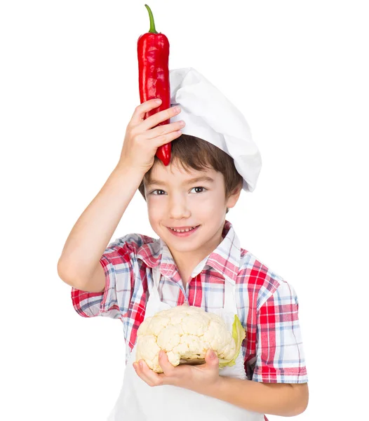 Chlapec s paprikami — Stock fotografie