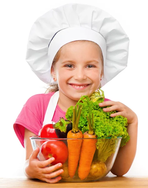 Hermosa niña con verduras — Foto de Stock