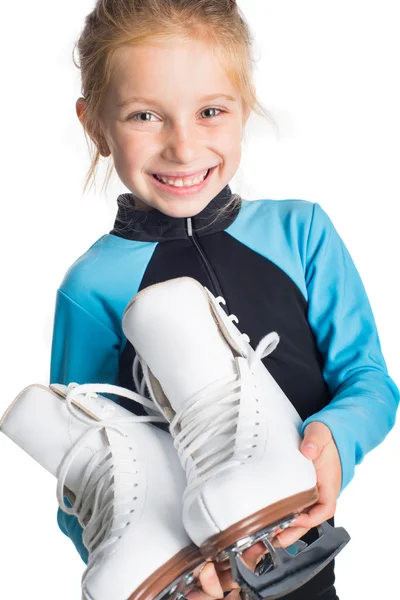 Little girl with skates — Stock Photo, Image