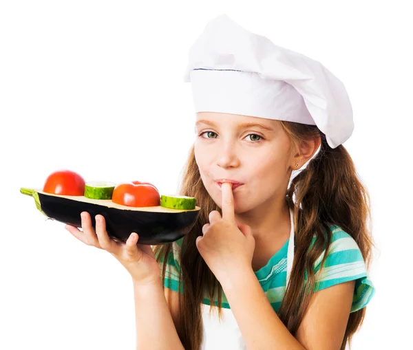 Petite fille aux légumes — Photo