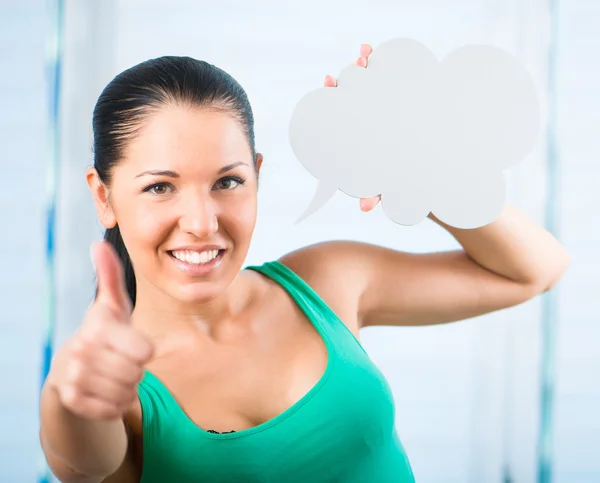 Girl with white cloud — Stock Photo, Image