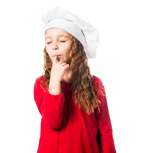 Dziewczyna w kuchni kapelusz — Zdjęcie stockowe