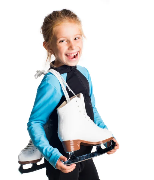 Little girl with skates — Stock Photo, Image