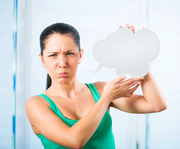 Girl with white cloud — Stock Photo, Image