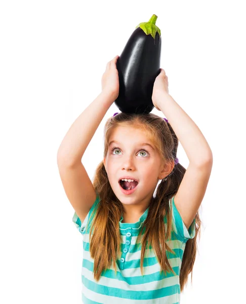 Liten flicka med aubergine — Stockfoto
