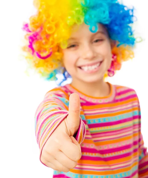 Little girl in clown wig — Stock Photo, Image