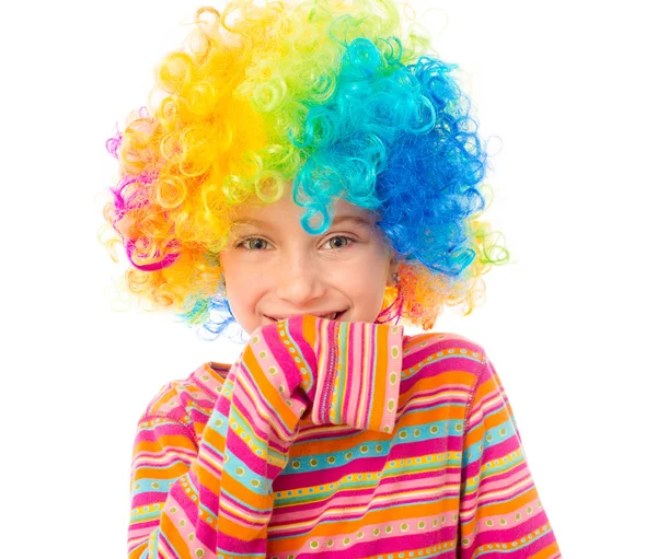 Little girl in clown wig — Stock Photo, Image