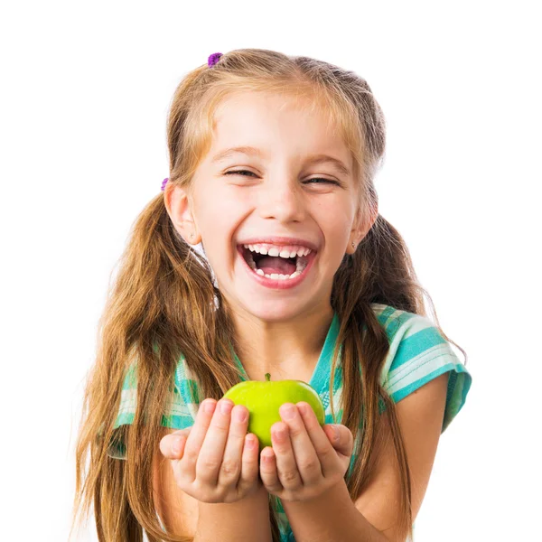 Menina com maçãs — Fotografia de Stock