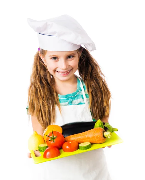 小女孩用蔬菜 — 图库照片