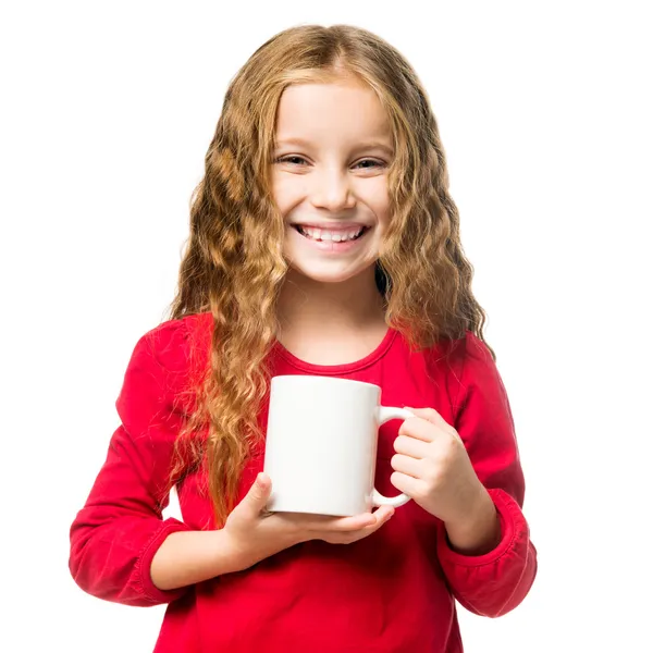 Kleines Mädchen mit Tasse — Stockfoto