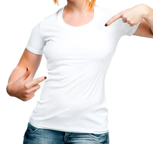 Girl in white t-shirt — Stock Photo, Image