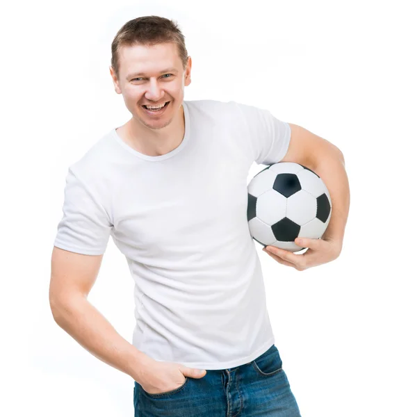 Hombre con una pelota de fútbol — Foto de Stock