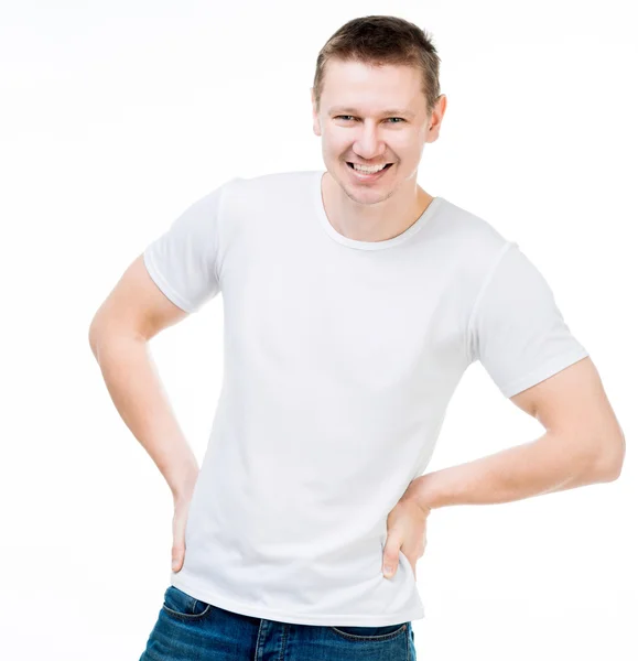 Man in a white t-shirt — Stock Photo, Image