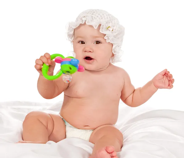 Kid with a Rattle — Stock Photo, Image