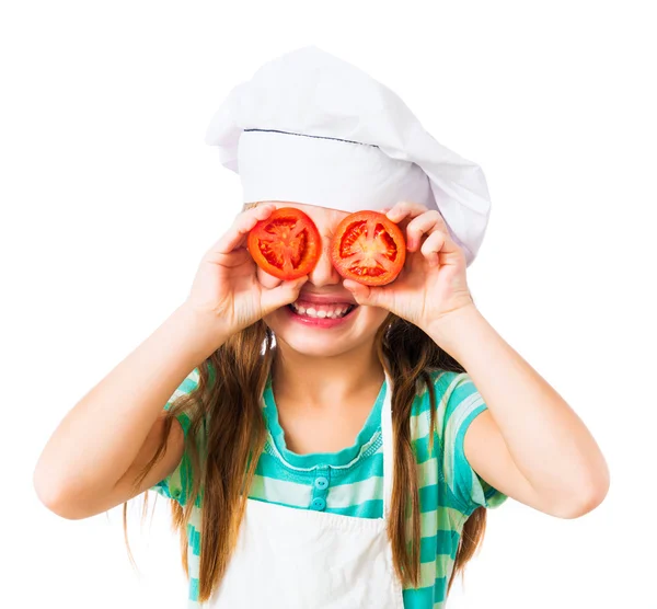 Niña con tomates —  Fotos de Stock