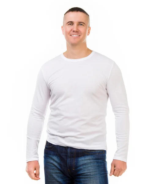 Hombre de camisa blanca con mangas largas —  Fotos de Stock