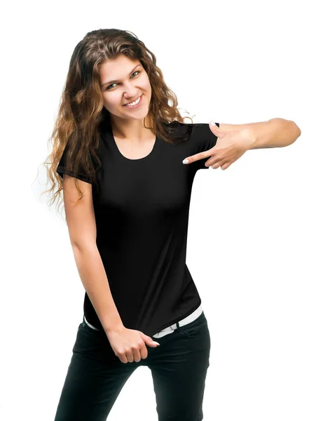 Meisje in zwart t-shirt — Stockfoto