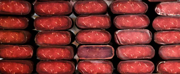 Carne de basturma em pilhas — Fotografia de Stock
