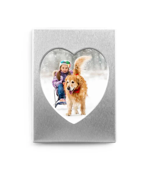 Silver heart shaped frame — Stock Photo, Image