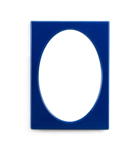 Empty oval blue photo frame — Stock Photo, Image