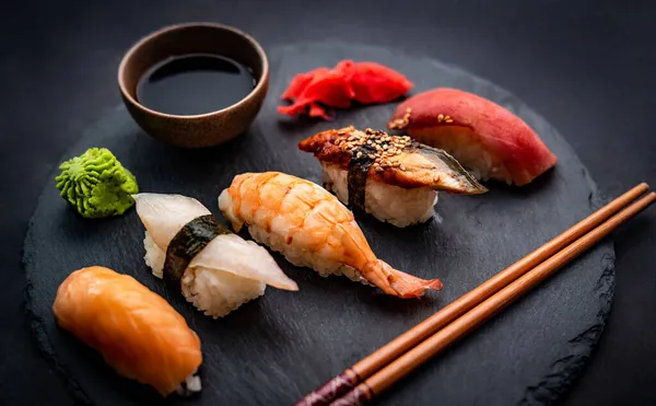 Sushi sashimi zestaw zbliżenie — Zdjęcie stockowe