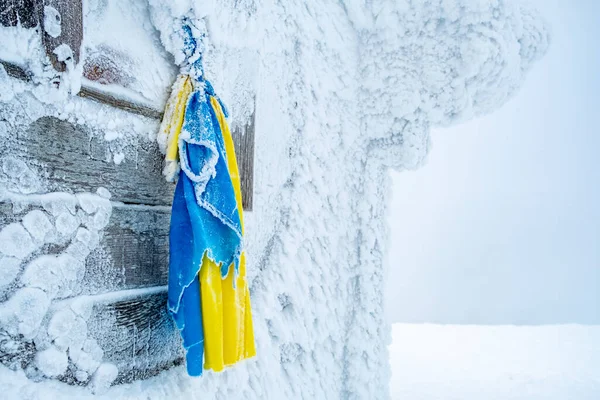 Icy ukrainian flag — Stock Photo, Image