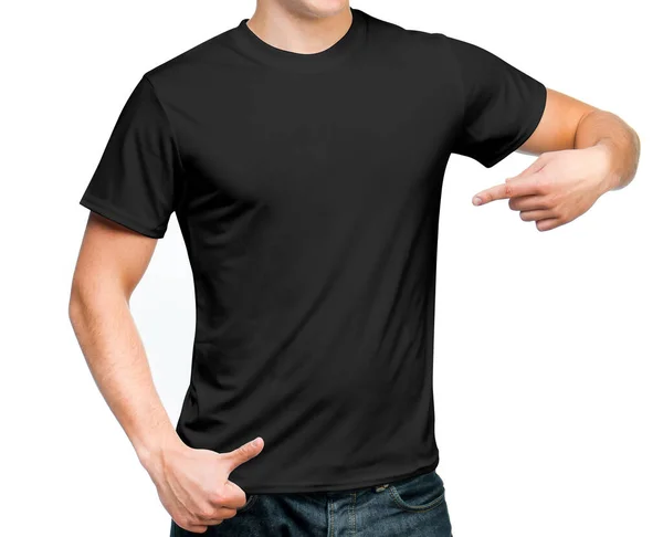 Άντρας με μαύρο μπλουζάκι. — Φωτογραφία Αρχείου