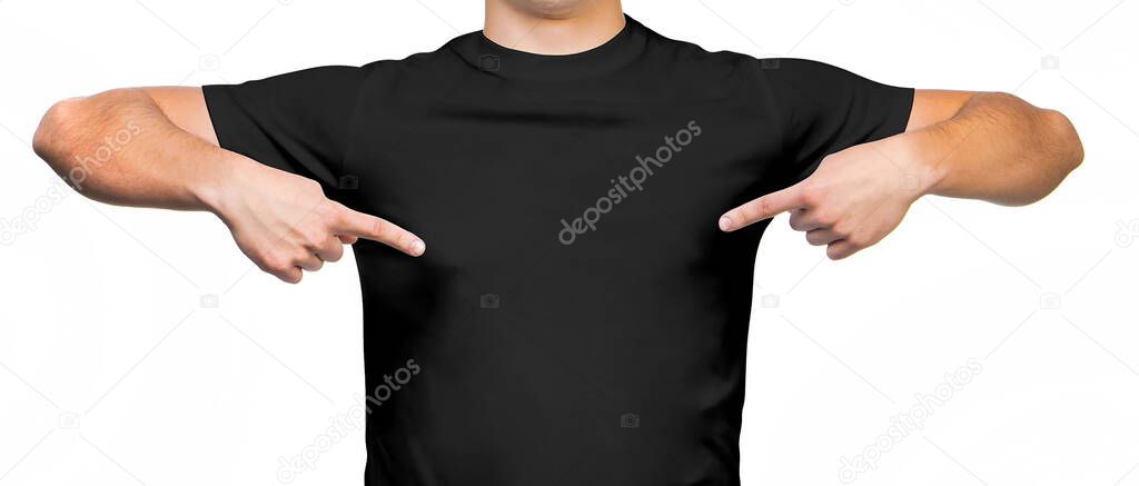 Teenager With Blank black Shirt