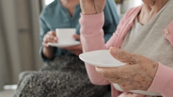 Μητέρα και κόρη πίνουν τσάι — Αρχείο Βίντεο