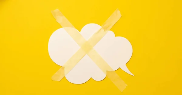 Thought Bubble Sticked Masking Tape Isolated Yellow Background Copyspace Concept — Stockfoto