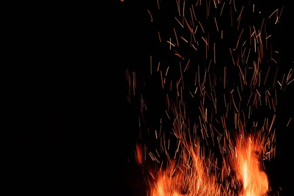 Fire Flame Isolated Black Background — Stock Photo, Image