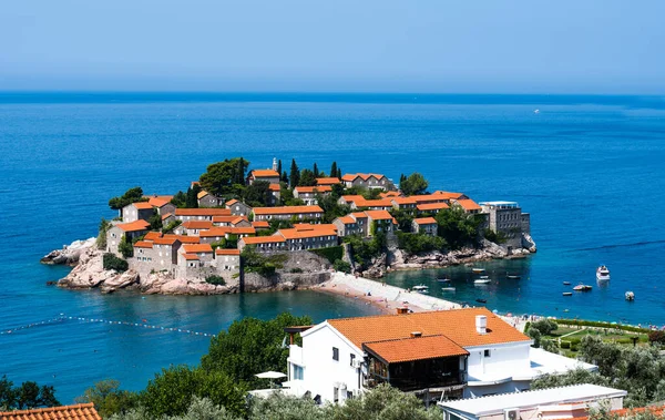Scenic Sveti Stefan Island Montenegro Adriatic Sea Beautiful View Luxury — Stockfoto