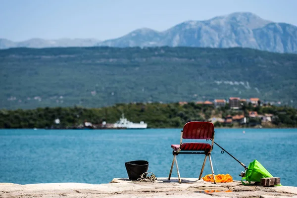 Chair Montenegro Mountain Adriatic Sea Scenic View Fisherman Place Mediterranean — Stock Photo, Image