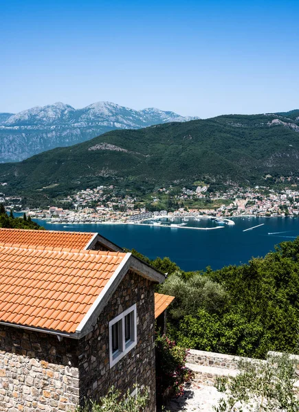 Kotor Town Bay View Montenegro Red Roofs Houses Foreground Scenic — Stockfoto