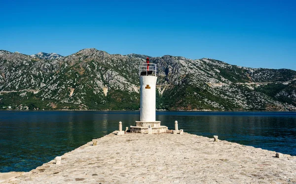 Scenic Ancient Lighthouse Montenegro Island Religion Heritage Architecture Kotor Bay — Stock Photo, Image