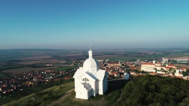 Aerial Drone View Holy Hill Saint Sebastian Chapel Mikulov Czech — Stock videók