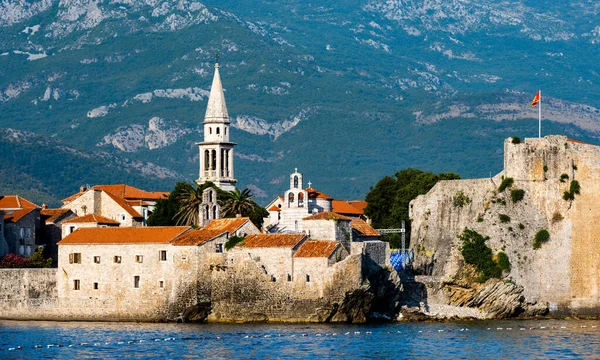 Beautiful Budva Montenegro Scenic View Ancient City Adriatic Sea Old — Stock Photo, Image