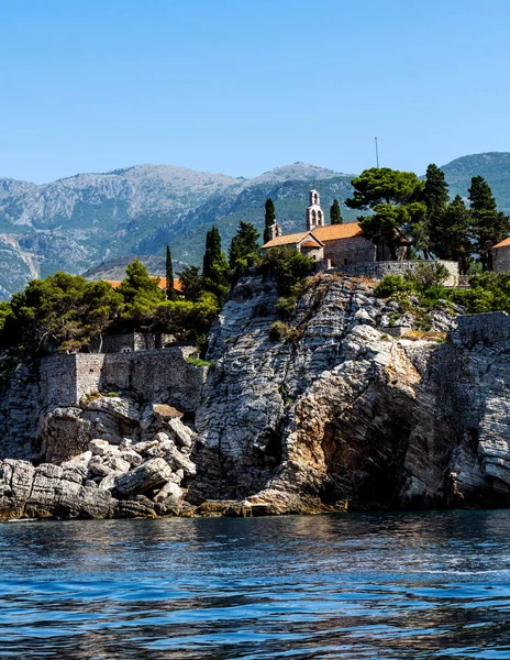 Scenic Town Rocks Montenegro View Adriatic Sea Summertime Beautiful Mediterranean — Stock Photo, Image