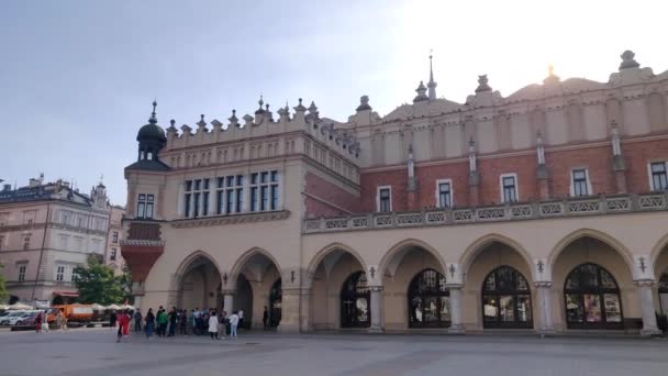 Cracovie Pologne Septembre 2018 Vue Panoramique Sur Sukiennice Sur Place — Video