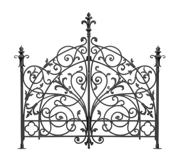 Black forged gate with decorative lattice — Stock Photo, Image