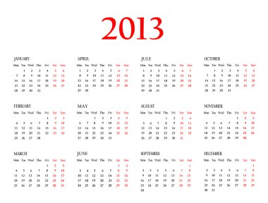 takvimi 2013. Şablon