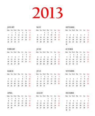 takvimi 2013. Şablon