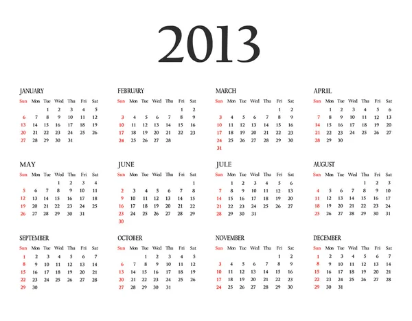 Kalender 2013. Vorlage für Ihren Entwurf — Stockfoto