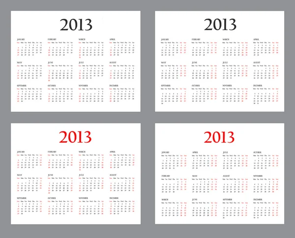 Conjunto de calendarios de plantillas para 2013 . — Foto de Stock