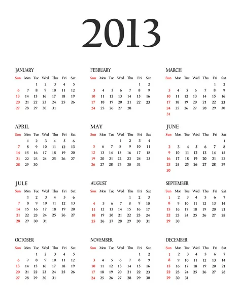 Kalender 2013. sjabloon voor uw ontwerp — Stockfoto